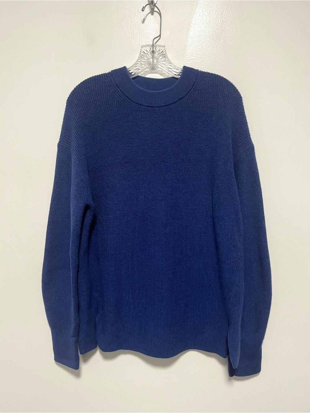 Lululemon Merino Wool Blend Ribbed Crew Neck Sweater Blue Chunky Knit 8